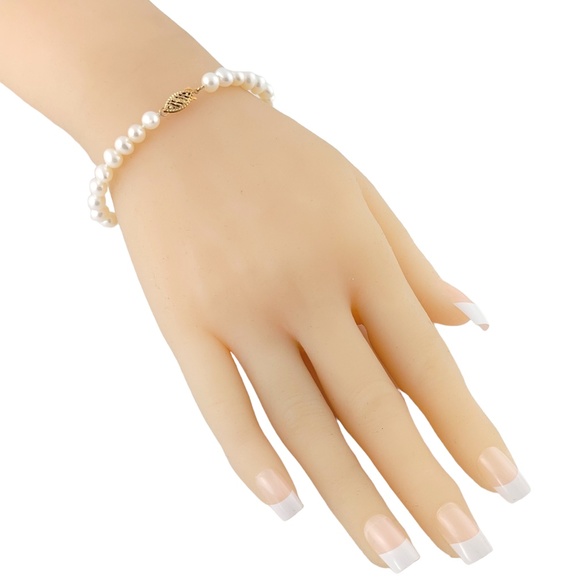 Vintage 14K Yellow Gold Freshwater Pearl Bracelet #13587 - Picture 5 of 5